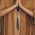 Gold Drop Leather Necklace - Mrs Bhikaiji