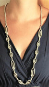 Beaded Silver Necklace - Ovales