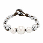 Bracelet Cuir Perles Argent - Flighty