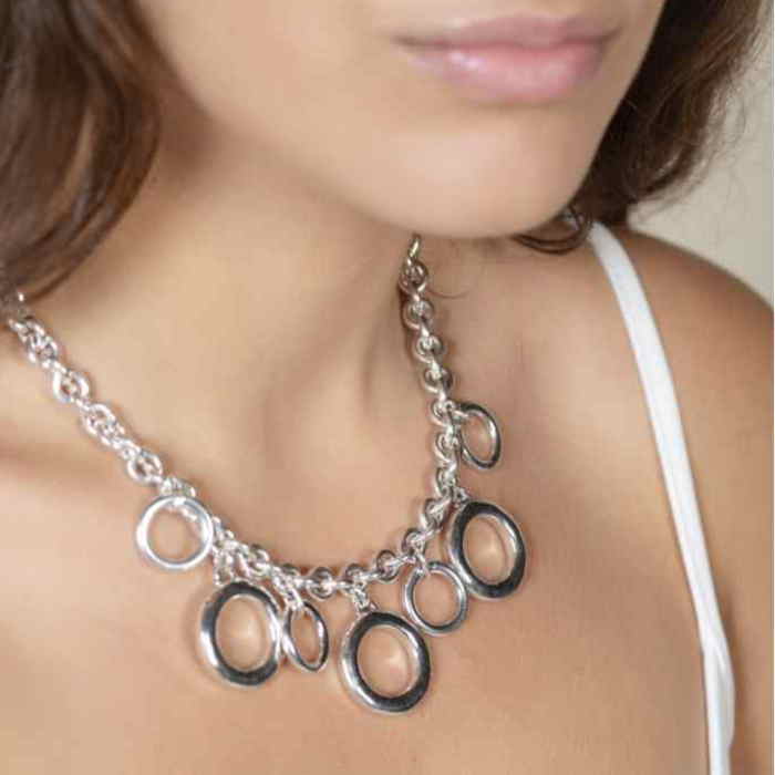Collier Pendentifs Anneau Argenté