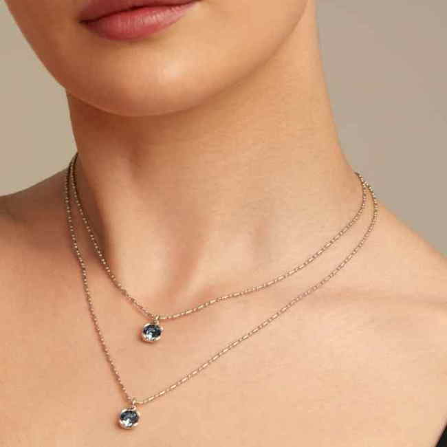 Collar cadenas colgantes cristal azul