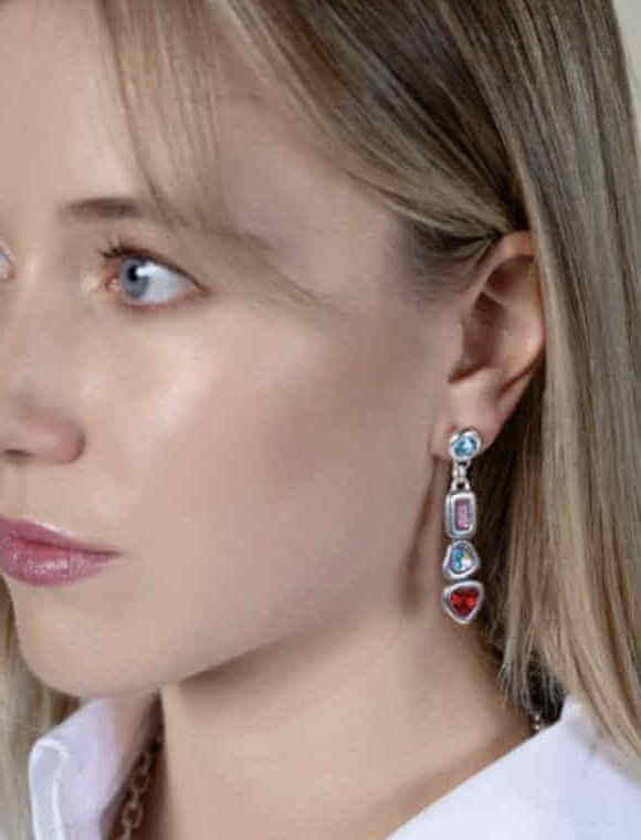 Colorful Crystal Heart Earrings