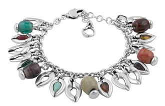 Dangling Leaf Charm Silver Bracelet