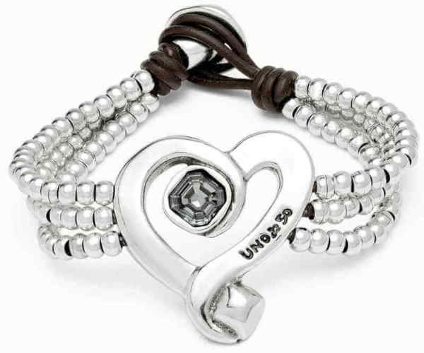 Bracelet Perles Grand Cœur Argent