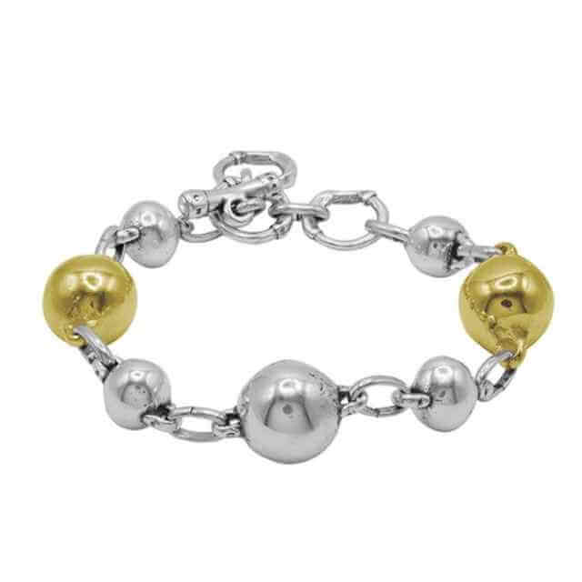Gold Silver Ball Pearl Bracelet
