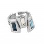 Preview: Bague cristal bleu-turquoise trois tons