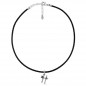 Preview: Black Leather Necklace Letter Pendant H