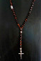 Preview: Collier perles marron pendentif croix