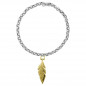 Preview: Feather gold pendant silver necklace
