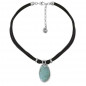 Preview: Collier Cuir Cristal Bleu-Vert Clair