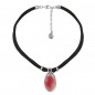 Preview: Collier cuir cristal rouge