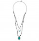 Preview: Leather Silver Necklace Turquoise Pendant