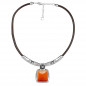 Preview: Leather Necklace Square Coral Pendant