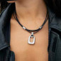 Preview: Black Leather Necklace U Pendant