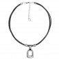 Preview: Leather pendant necklace black crystal