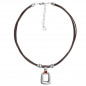 Preview: Leather pendant necklace cognac crystal