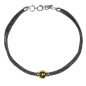Preview: Kurze Lederkette mit goldener Perle