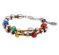 Preview: Cognac Leather Bracelet Colorful Beads
