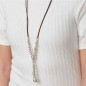 Preview: Silver Ball Pearl Leather Necklace