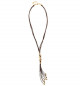 Preview: Y Shape Gold Pearl Leather Necklace