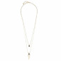 Preview: Grey Crystal Drop Pendant Gold Necklace