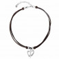 Preview: Collier Court Cuir Coeur Argent