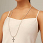 Preview: Long cross silver chain necklace