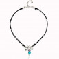 Preview: Collier cuir noir libellule