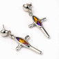 Preview: Boucles d'oreilles Croix Argentées Cristal Rose