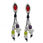 Preview: Long earrings with silver beads and Murano crystal pearls