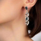 Preview: Longues Boucles d'oreilles Cascade Feuilles Grise