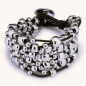 Preview: Bracelet large cuir perles argent