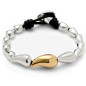 Preview: Pulsera Plateada Perla Central Oro