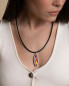Preview: Leather Necklace Oval Crystal Pendant