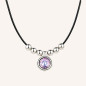 Preview: Collar Cuero Colgante Cristal Rosado