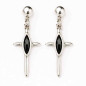 Preview: Silver Cross Earrings Black Crystal