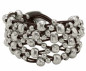 Preview: Wide Silver beaded Leather Bracelet