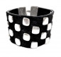 Preview: Schwarzes Kuhfell Lederarmband Silbernieten