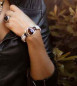 Preview: Leather silver bracelet cognac crystal charm