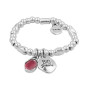 Preview: Elastisches Kugelperlen Armband Rosa Anhaenger