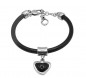 Preview: Black Leather Bracelet Heart Pendant