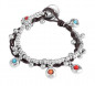 Preview: Bracelet cuir tresse, perles argent