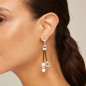 Preview: Leather drop earrings with white pearl