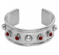 Preview: Open silver cuff bangle red beads