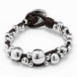 Preview: Bracelet en cuir marron Perles argentées