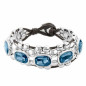 Preview: Silver beaded leather bracelet 5 crystals