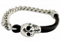 Preview: Silber, Lederarmband mit Totenkopf