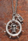 Preview: Silver Necklace with ships wheel skull