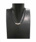 Preview: Collier Cuir Noir Perles Argentées