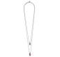 Preview: Collier long avec cristales de Swarovski de couleur grise et rose.
